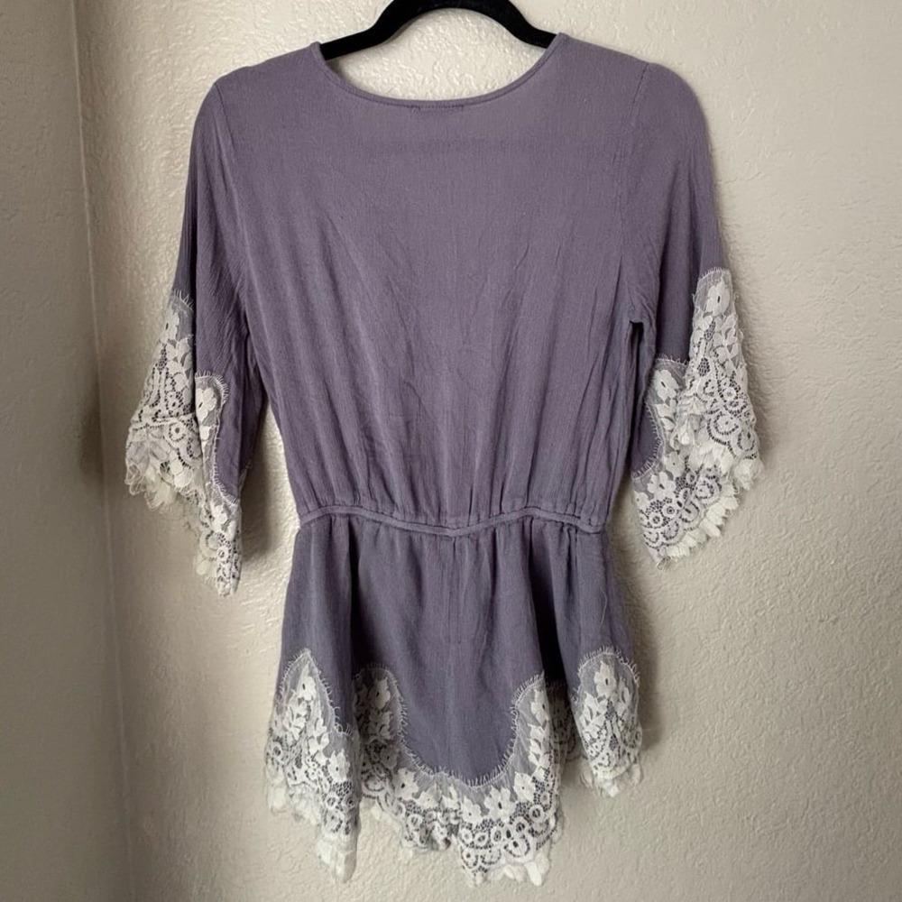 Umgee Purple lace trim babydoll Small Romper - Picture 6 of 9